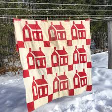 Hand-Stitched Schoolhouse Quilt Top – Cotton, c. 1900-1930 ...