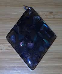 Diamond Black Resin and Abalone Pendant - Etsy