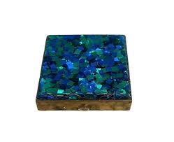 Vintage 1950s Lucite Blue & Green Confetti Glitter Mirrored ...