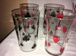 square nest 11.5'' bowl four glass tumbers & coffee mugs all poker, playing card | eBay