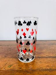 Schwartz Mustard Dominion Glass Canada Drinking Glass with Playing Car – Greenbrier Vintage