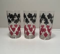 3 Drinking Glasses Playing Cards Bridge Poker 10 Ounce | eBay