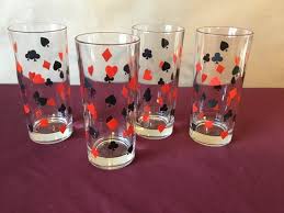 Set of 4 Card Game Drinking High Ball Glasses Great Gift Idea for Anyone With Man Cave / Card Game Lover Stamped Italy Very Heavy & Durable - Etsy Canada