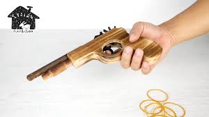 Rubber Band Gun Pistol Thai Handmade Wooden Shooter Kids ...