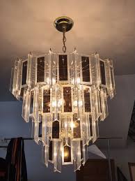 MCM 4 Tier Lucite & Mirror Prisms Chandelier 33" Drop, W 23 ...