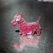 Vintage Red Plastic Scottie Dog Pin - Etsy Ireland