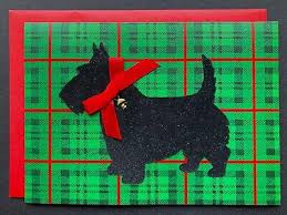 *ONE* Vtg Scottie Dog Christmas Card 3D Bow Black Velvet Scotty Scottish Terrier | eBay