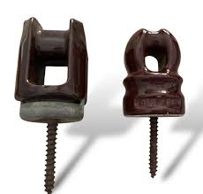 Vintage Brown Ceramic Insulators Electric Fence Post Screw In Oliver Lot of 2 | eBay