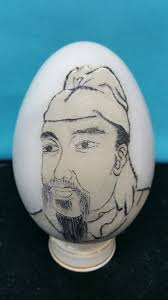 Vintage Large Marble Stone Asian Hand-Painted Enamel Egg and ...