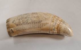 Antique Scrimshaw Carved Whales Tooth "the Whaler Eagle"