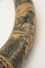 Sold at Auction: Powder horn with incised decoration of Civil War
