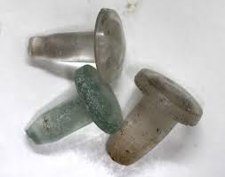 LOT OF 6 VINTAGE GLASS BOTTLE STOPPERS- ALL HAVE ISSUES ...