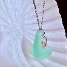 Blue Sea Glass Necklace: Sterling Silver Wave Charm Pendant - Etsy