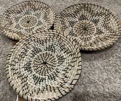 Artera Woven Seagrass Basket Decor Boho 3 Flat Wall Hanging ...