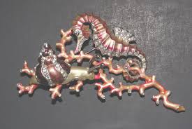 Vintage Marcel Boucher Jewelry Brooch Seahorse Snail Coral Rhinestones Tiffany | #1759962620