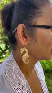 Sea Horse Earrings , Hand Carved Cow Bone Dyed With Tea, Set Brass and Brass Post. Price per Pair - Etsy