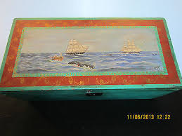OLD, SIGNED, WHALE PAINTING ON SEAMAN'S CHEST ...