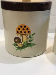 VINTAGE SEARS ROEBUCK 1977 MERRY MUSHROOM SET OF 2 LACQUERWARE CANISTER SET | eBay
