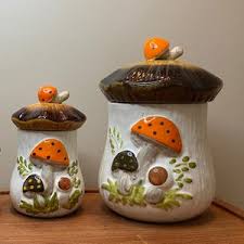 Merry Mushroom Vintage Canister, Medium or Large - Etsy