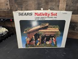RARE Sears Nativity Set 7 pc Hand Painted Figures Wood ...