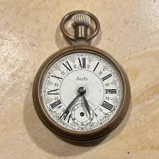 RARE SEARS RAILROAD BRASS POCKET WATCH TRAIN STEAM ENGINE ...