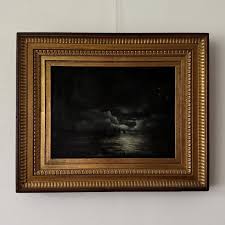 Antique Seascape Oil Painting, Seascape by Night, Fishing ...