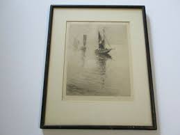 WILLIAM SHERWOOD SIGNED ETCHING RARE AMERICAN ...