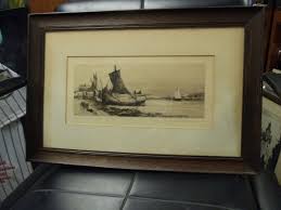 ANTIQUE ETCHING BOATS HAND SIGNED PENCIL J.J.CALAHAN James ...