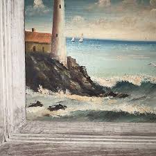 Original Locke Wallace Signed Framed Lighthouse-Ocean Themed Oil Painting | eBay