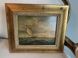 Late 19th C Antique French Oil Seascape Sailboat Painting ...