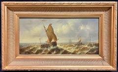 Jean Laurent - Dutch Fishing Boats in a Swell Seascape with ...