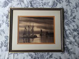 Buy 1950s Albert Richter Charcoal Drawing, Original Mid Century Art, in the Setting Sun, Boats, Signed, Nautical Art Online in India - Etsy