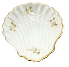 Trinket Shell Dish Limoges France White Gold | eBay