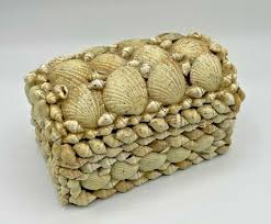 Vintage Beach Seashell Trinket Jewelry Treasure Box ~Hinged ...