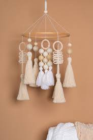 Macrame Baby Mobile: Boho Nursery Decor With Woolen Balls - Etsy