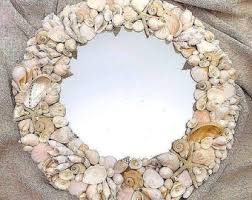 WHITE CORAL REEF Sea Shell Mirror - Natural Seashells Urchin ...
