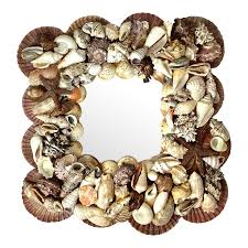 Vintage Artist Made Shell Wall Mirror | Chairish