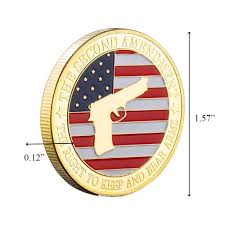 USA The Second Amendment Military Guns Gold Plated Challenge ...