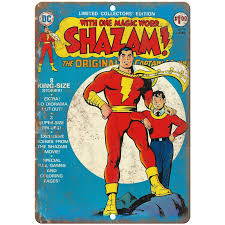 Shazam Vintage Comic Cover Art 9" x 12" Reproduction Metal Sign J295 – Rusty Walls Sign Shop