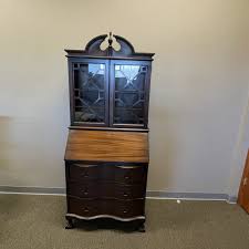 31" x 17" x 71" Walnut Finish Secretary Desk with Hutch ...