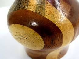 Vintage Turned Wood Vase Inlay Dark Light 8.5" Montego Bay Jamaica Tiki Brown | eBay