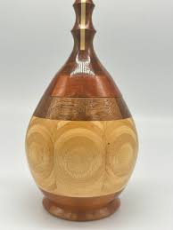 Hand Carved Marquetry Inlay Pear Shaped Vessel With Lid - Etsy