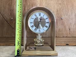 Vintage Seiko Gold Tone Mantel Clock With Rotating Pendulum ...