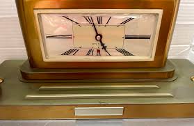 Bronze desk lamp with clock