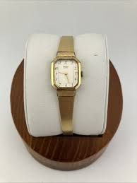 Vtg Seiko Ladies 16mm Watch Gold tone Octagon White Dial ...