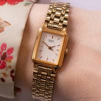 Vintage Seiko V401-5129 R0 Watch | Ladies Rectangular Gold ...