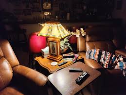 Robert Louis Tiffany Walnut Mission Rustic Table Lamp 27" Tall Wood with Nightlight Stained Art Glass Shade for Bedroom Living Room Bedside Nightstand - Macy's