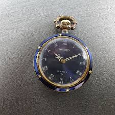 Seiko Pendent Watch Women 23mm Blue Dial Gold & Blue Tone ...