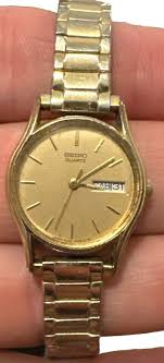 VINTAGE Seiko SQ Watch Women Gold Tone 2A23 Day Date ...