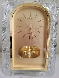 VTG SEIKO CUT GLASS QUARTZ LEAD CRYSTAL DESK CLOCK W PENDULUM QQZ127S JAPAN | eBay